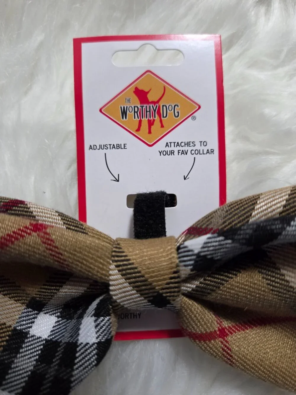 The Worthy Dog Plaid Design Collar Bow